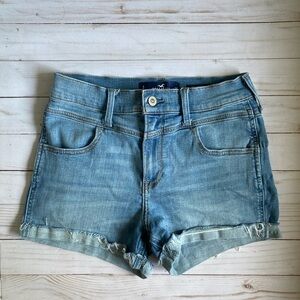 Hollister Blue Jean Shorts High-Waisted Cuffed